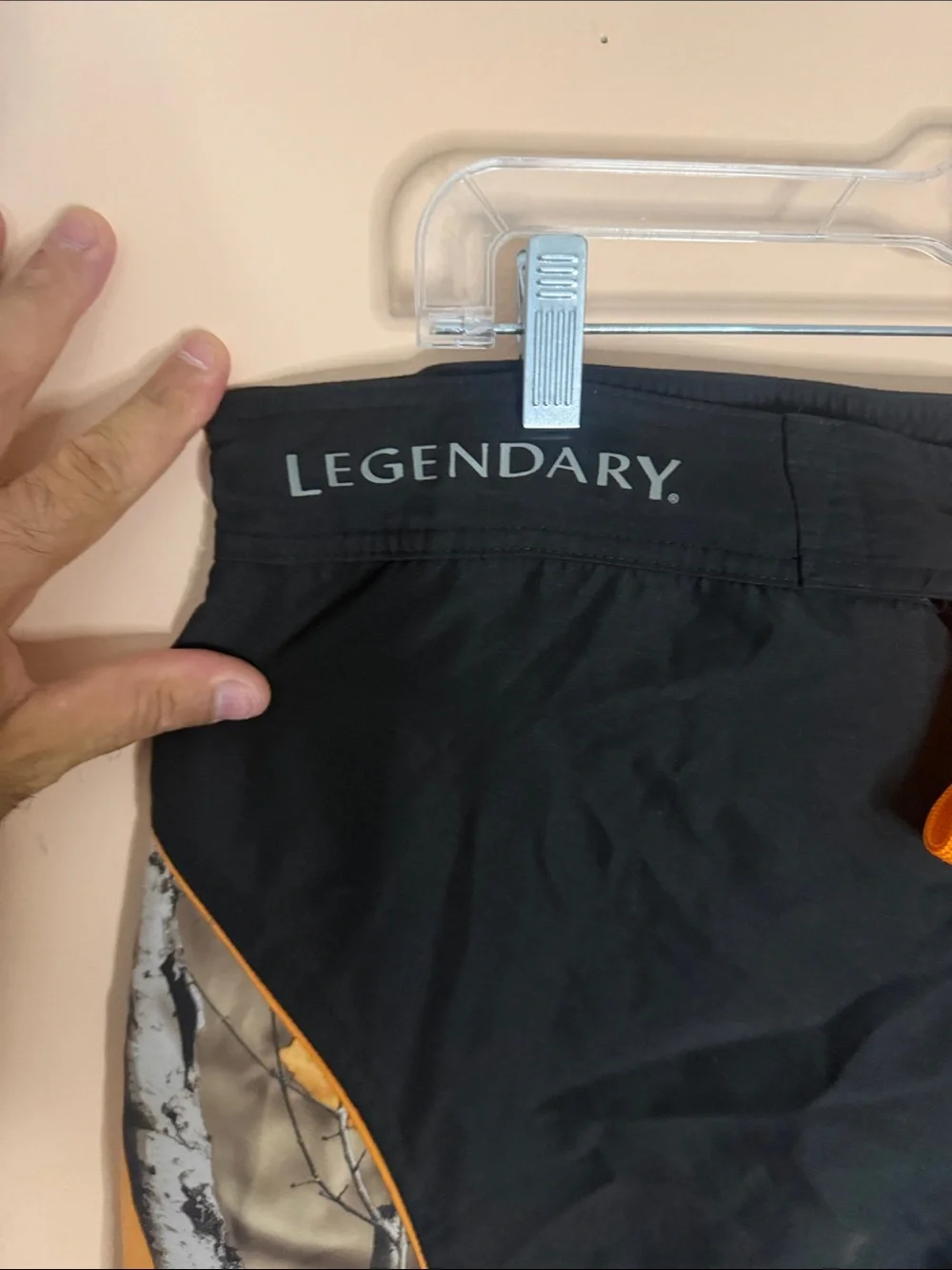 Legendary Whitetails Black & Orange Men’s Swim Trunks with Camo Panels
